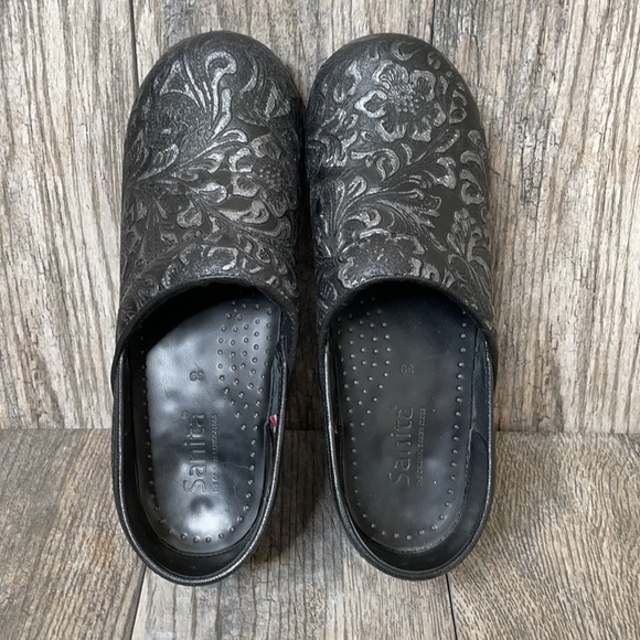 Sanita Agda Floral Textured Comfort Professional Slip On Shoes Black 39 (US 8) - Picture 6 of 10